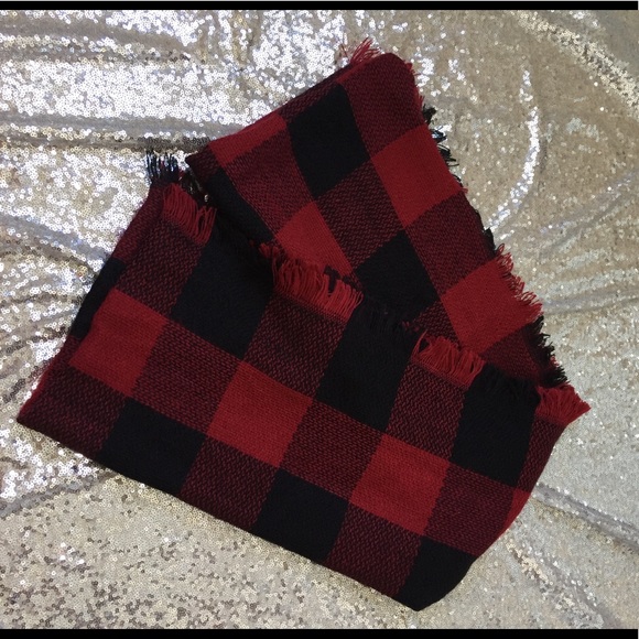 Accessories - Black and Red plaid infinity scarf
